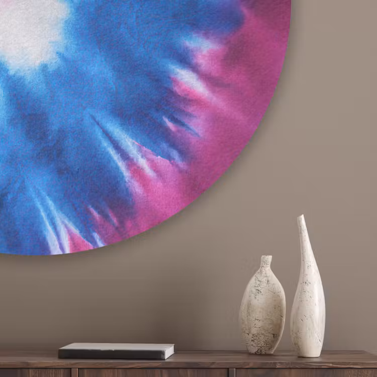 Hartvormig - Tie dye - Paars Akoestische PET Vilt - Rond klein -sfeer5_closeup