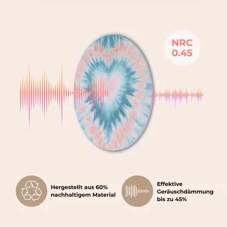 Hartvormig - Tie dye - Pasteltinten - Lichtgroen Akoestische PET Vilt - Rond klein -USP_DE