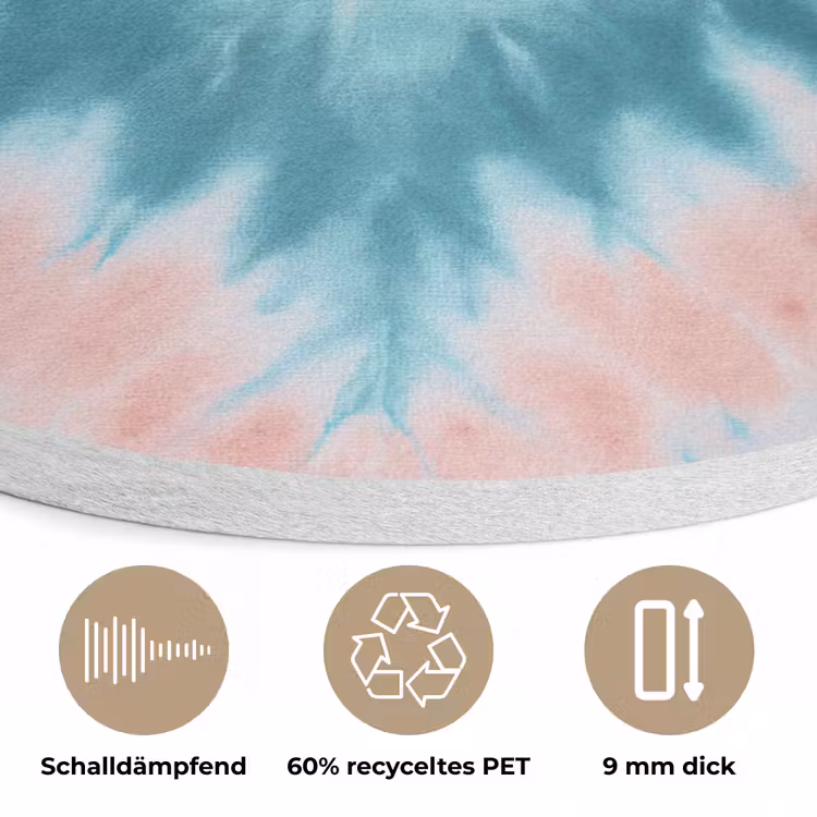 Hartvormig - Tie dye - Pasteltinten - Lichtgroen Akoestische PET Vilt - Rond klein -closeup_DE