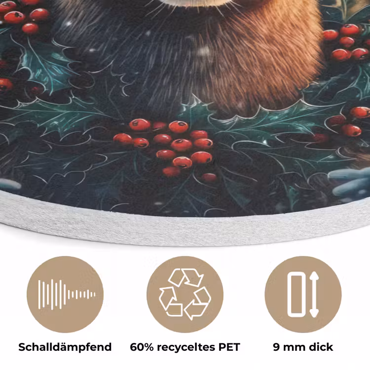 Hert - Kerst - Winter - Sneeuw - Kerstkrans Akoestische PET Vilt - Rond klein -closeup_DE
