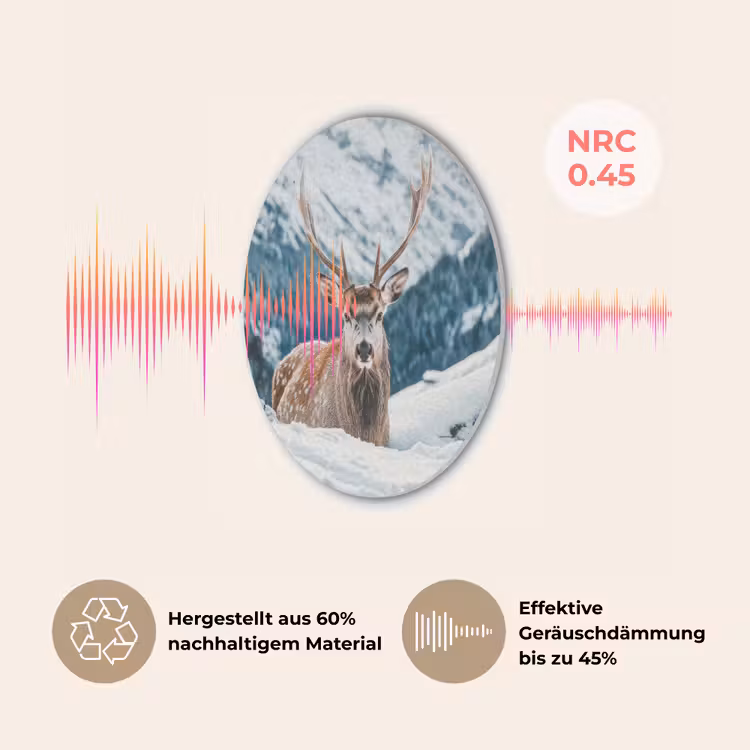 Hert - Landschap - Winter - Natuur - Dieren - Bergen Akoestische PET Vilt - Rond klein -USP_DE