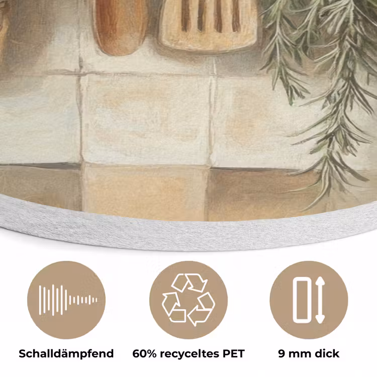 Hout - Keukengerei - Stilleven - Tegels Akoestische PET Vilt - Rond klein -closeup_DE