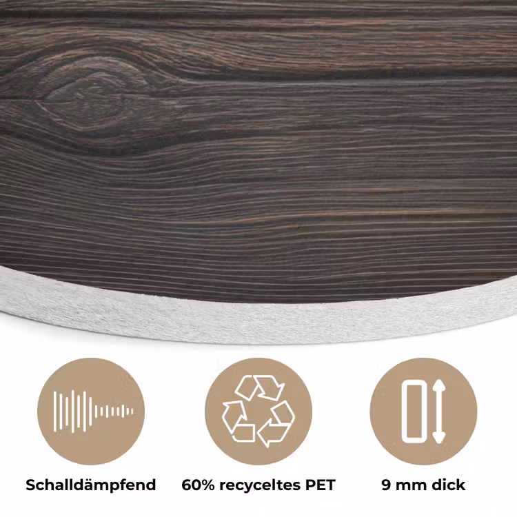 Hout - Grillige nerven Akoestische PET Vilt - Rond klein -closeup_DE