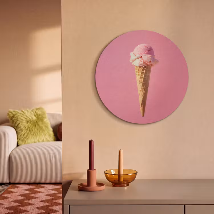 Hoorntje - Schepijs - Roze Akoestische PET Vilt - Rond klein -sfeer1