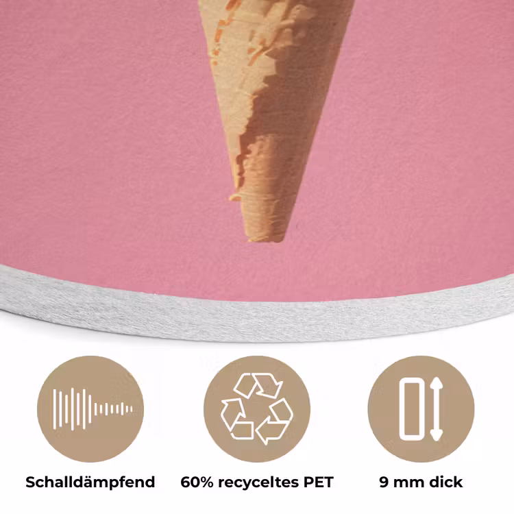 Hoorntje - Schepijs - Roze Akoestische PET Vilt - Rond klein -closeup_DE