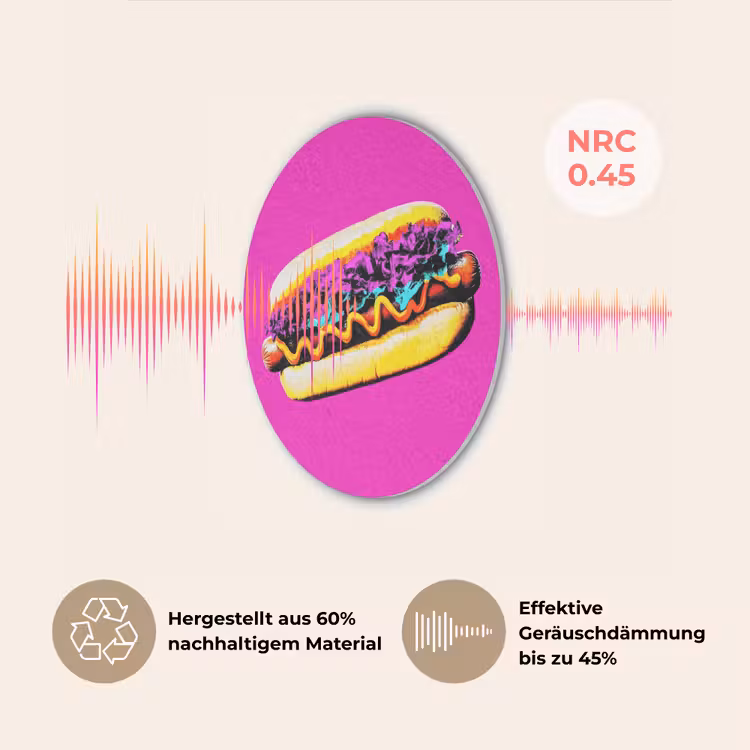Hotdog - Roze - Retro Akoestische PET Vilt - Rond klein -USP_DE