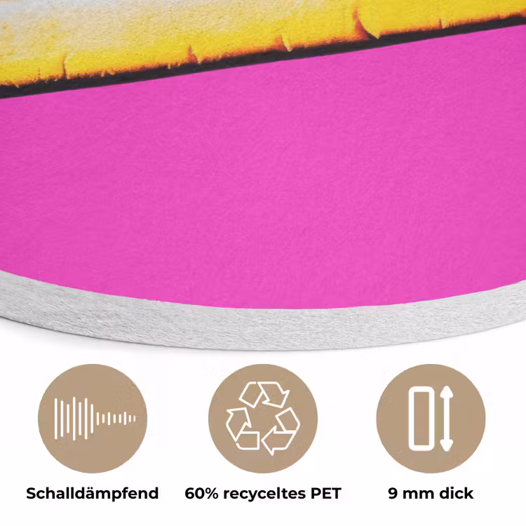 Hotdog - Roze - Retro Akoestische PET Vilt - Rond klein -closeup_DE