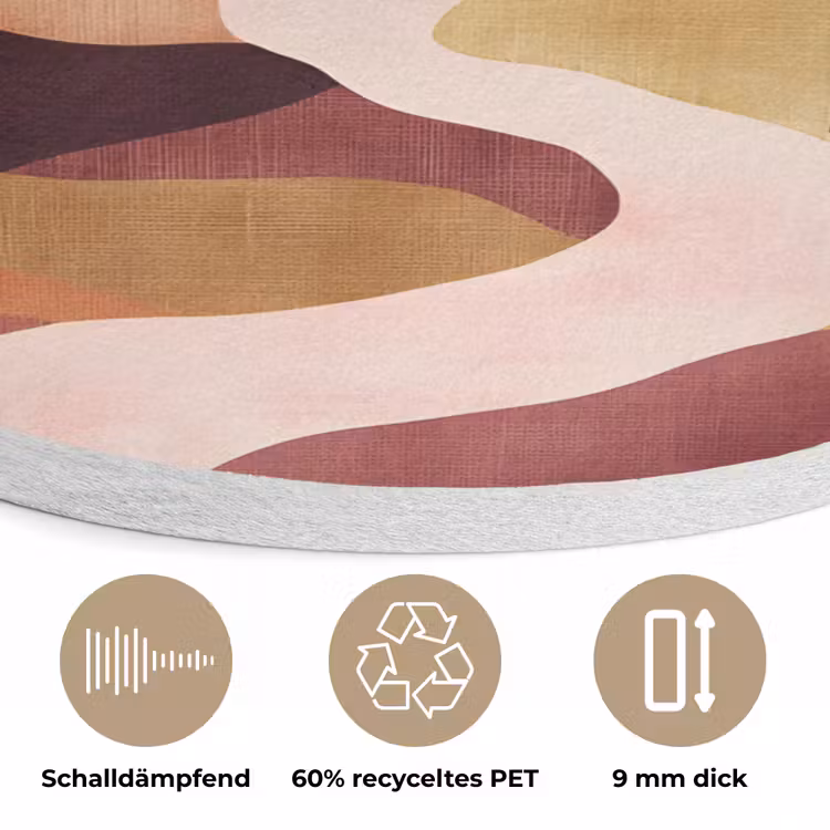 Heuvels - Palmbomen - Abstract Akoestische PET Vilt - Rond klein -closeup_DE