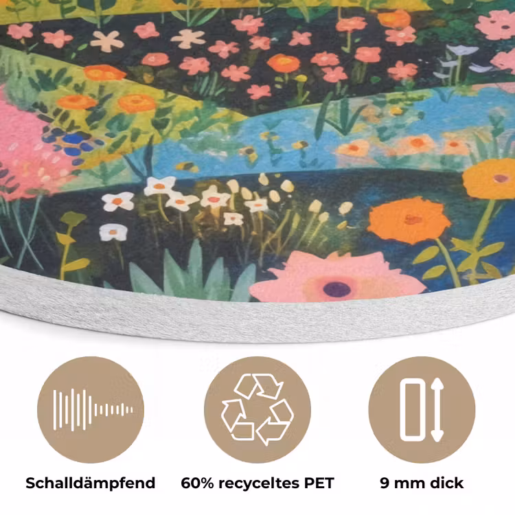 Heuvellandschap - Fantasierijk - Kleurcontrasten Akoestische PET Vilt - Rond klein -closeup_DE