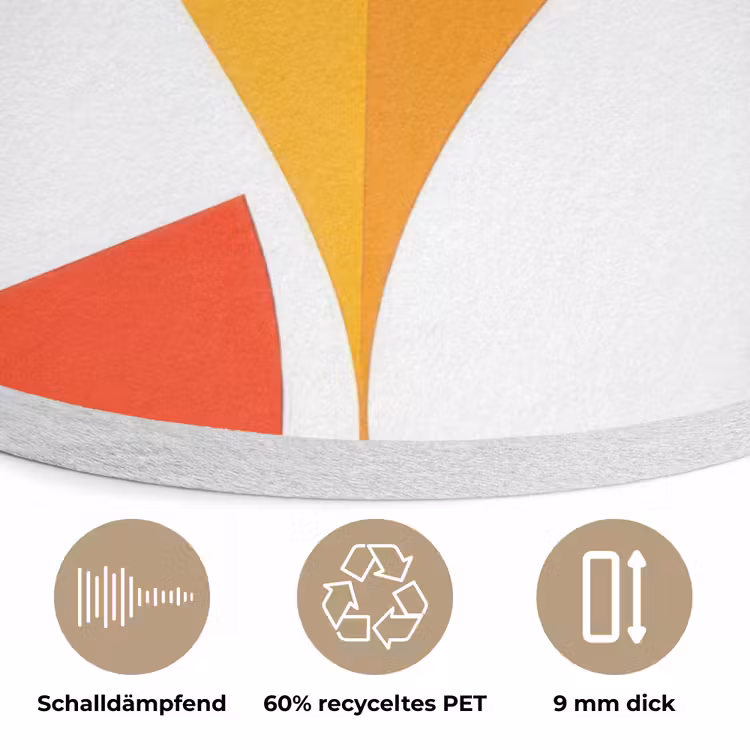 Kippen - Oranje - Vlakken Akoestische PET Vilt - Rond klein -closeup_DE