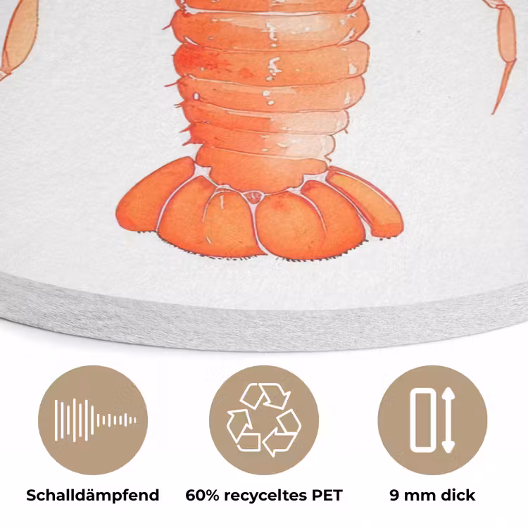 Kreeft - Waterverf - Aquarel - Oranje Akoestische PET Vilt - Rond klein -closeup_DE