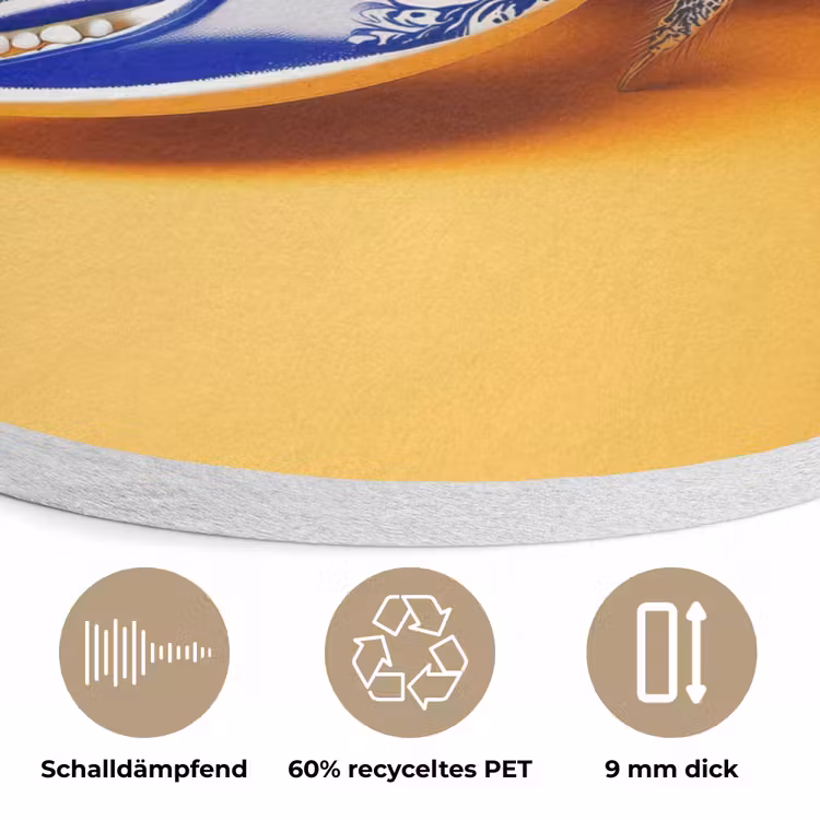 Kreeft - Delftsblauw - Schild - Stoer - Oranje Akoestische PET Vilt - Rond klein -closeup_DE