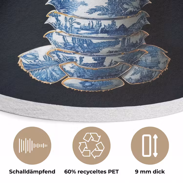 Kreeft - Delftsblauw - Schild - Stoer Akoestische PET Vilt - Rond klein -closeup_DE