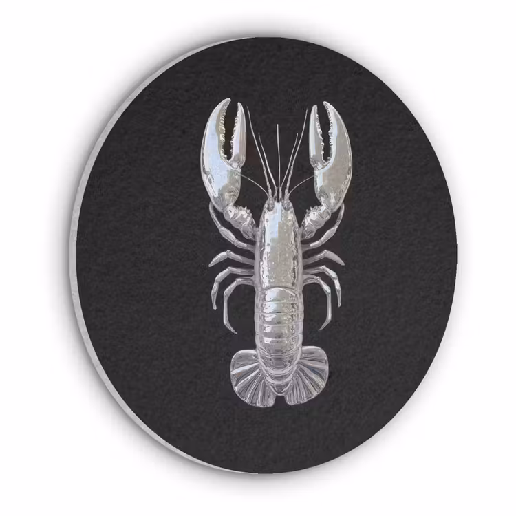 Kreeft - Zilver - Metallic - Luxe Akoestische PET Vilt - Rond klein -3d