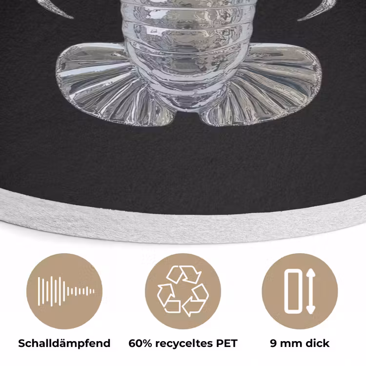 Kreeft - Zilver - Metallic - Luxe Akoestische PET Vilt - Rond klein -closeup_DE