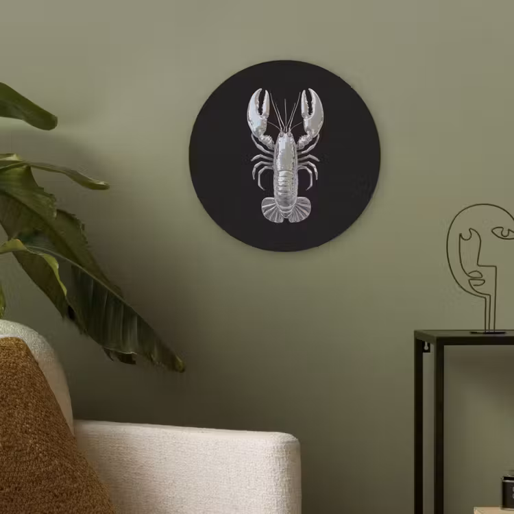 Kreeft - Zilver - Metallic - Luxe Akoestische PET Vilt - Rond klein -sfeer2