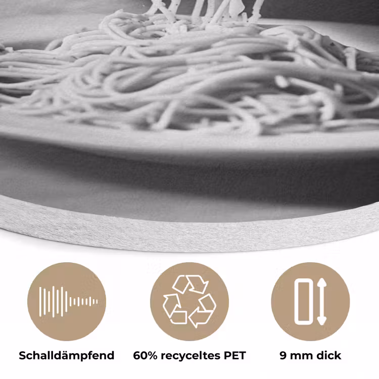 Hond - Bulldog - Pasta - Bril - Stoer - Dieren Akoestische PET Vilt - Rond klein -closeup_DE