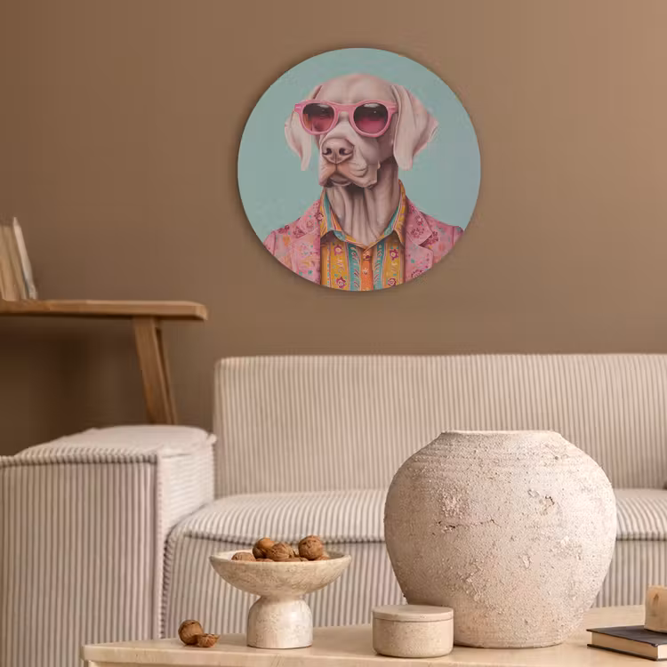 Hond - Overhemd - Bloemen - Bril Akoestische PET Vilt - Rond klein -sfeer1