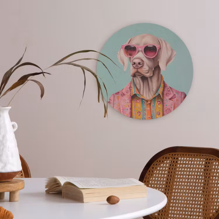 Hond - Overhemd - Bloemen - Bril Akoestische PET Vilt - Rond klein -sfeer3