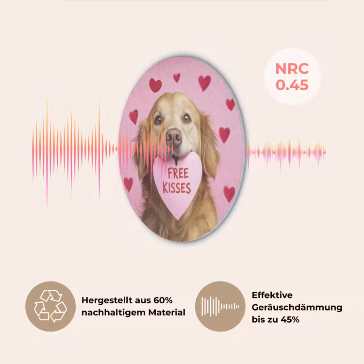 Hond - Kiss- Valentijn - Hartjes Akoestische PET Vilt - Rond klein -USP_DE
