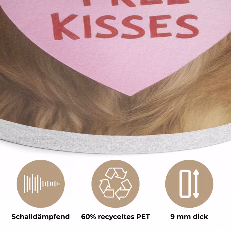 Hond - Kiss- Valentijn - Hartjes Akoestische PET Vilt - Rond klein -closeup_DE