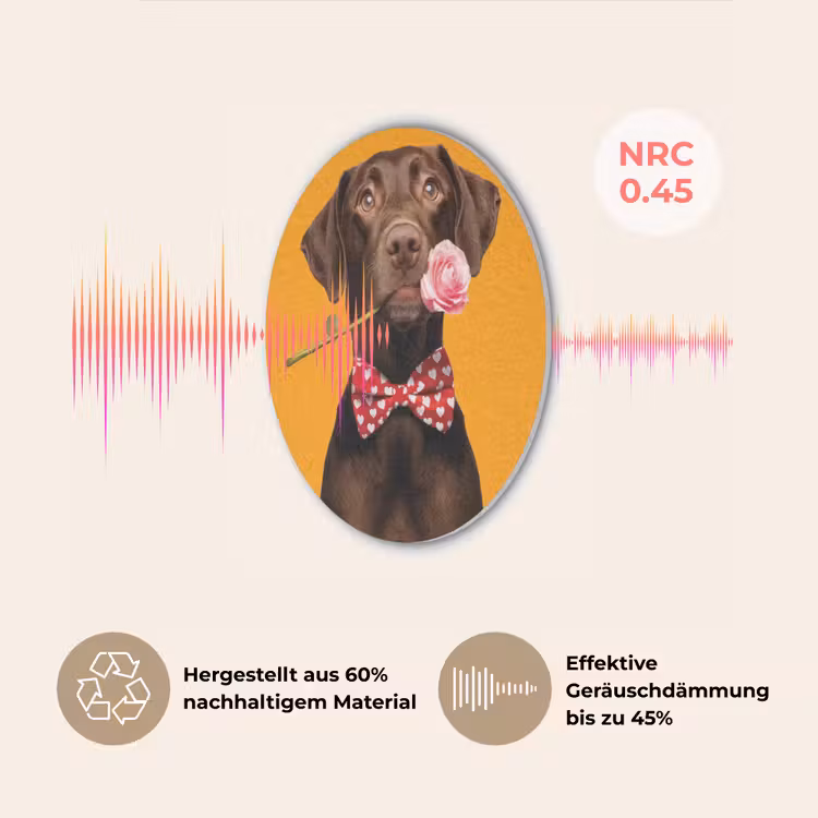 Hond - Oranje - Roos - Valentijn Akoestische PET Vilt - Rond klein -USP_DE