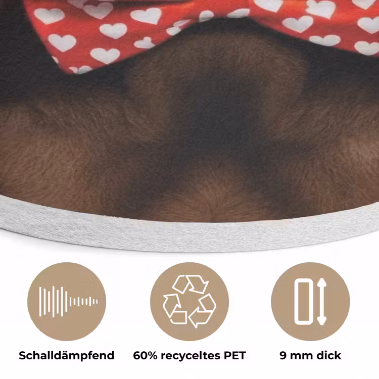 Hond - Oranje - Roos - Valentijn Akoestische PET Vilt - Rond klein -closeup_DE