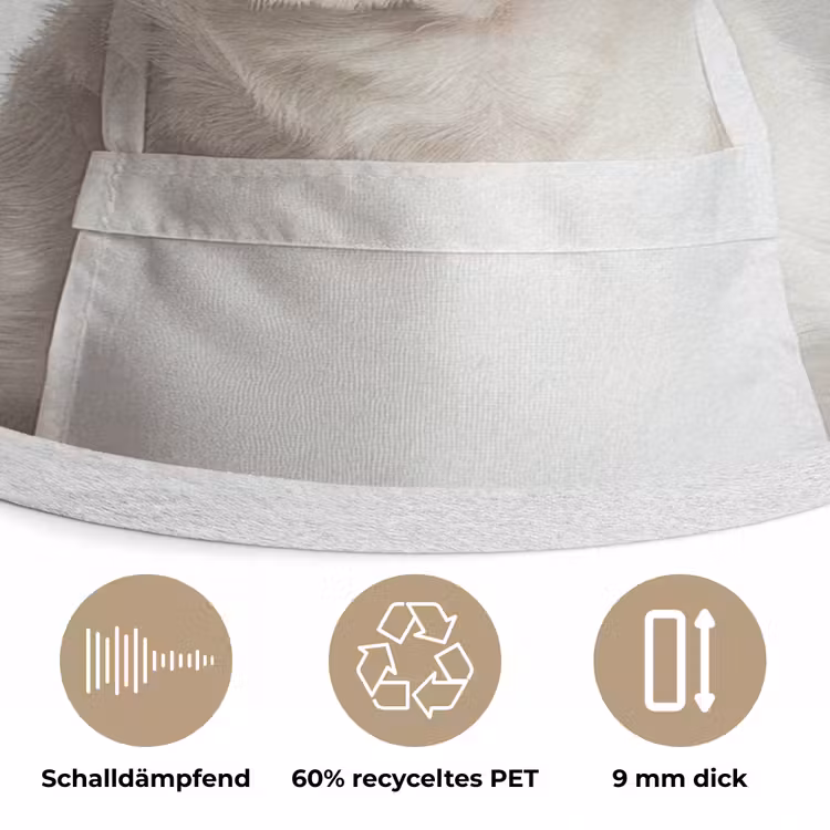 Hond - Wit - Kok Akoestische PET Vilt - Rond klein -closeup_DE