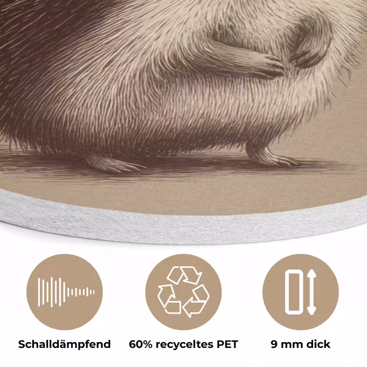 Egel - Snuitje - Bruin - Stekels Akoestische PET Vilt - Rond klein -closeup_DE