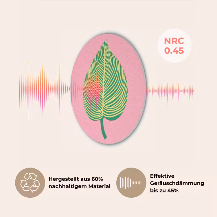 Illustratie - Blad - Minimalistisch - Groen Akoestische PET Vilt - Rond klein -USP_DE