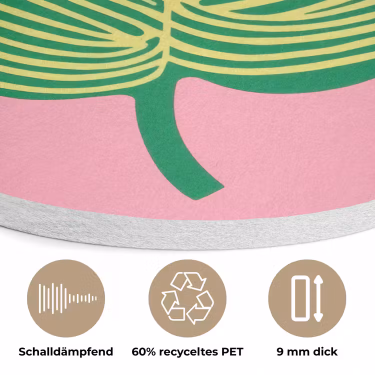 Illustratie - Blad - Minimalistisch - Groen Akoestische PET Vilt - Rond klein -closeup_DE