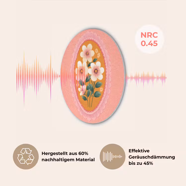Illustratie - Bloemen - Rand - Roze Akoestische PET Vilt - Rond klein -USP_DE