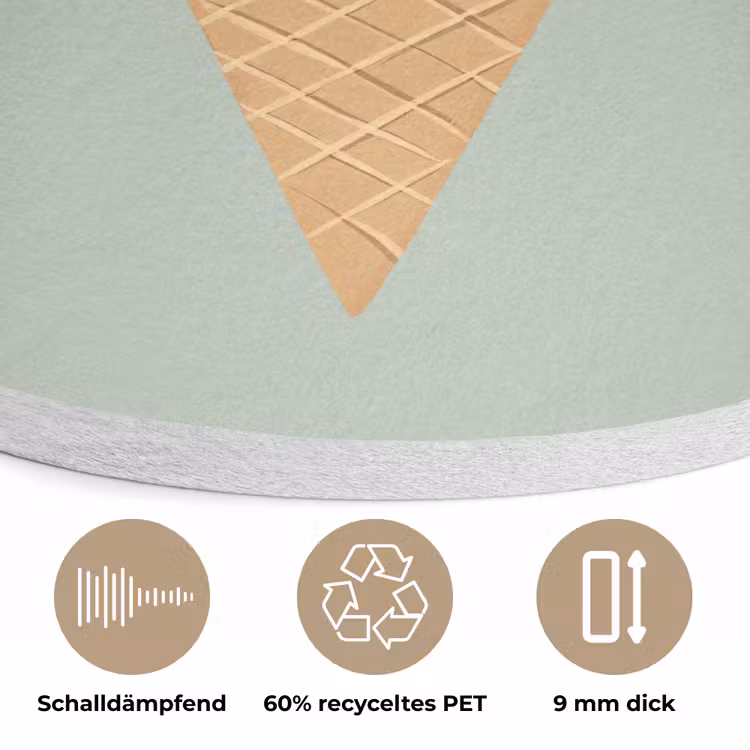 Illustratie - Ijsje - Spikkels - Kers Akoestische PET Vilt - Rond klein -closeup_DE