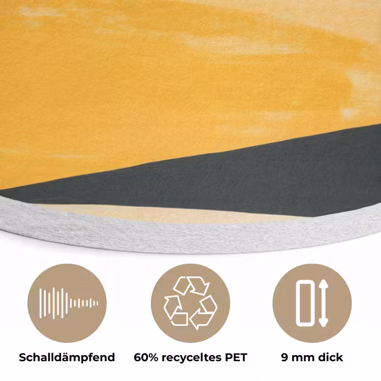 Illustratie - Palmboom - Zon - Heuvels Akoestische PET Vilt - Rond klein -closeup_DE