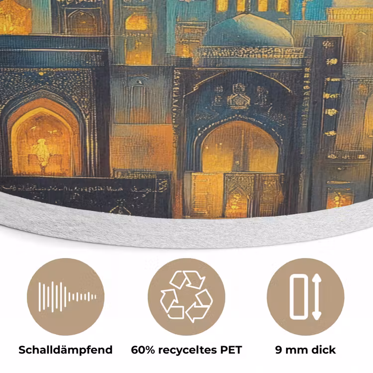 Islamitisch - Moskee - Ramadan - Islam Akoestische PET Vilt - Rond klein -closeup_DE