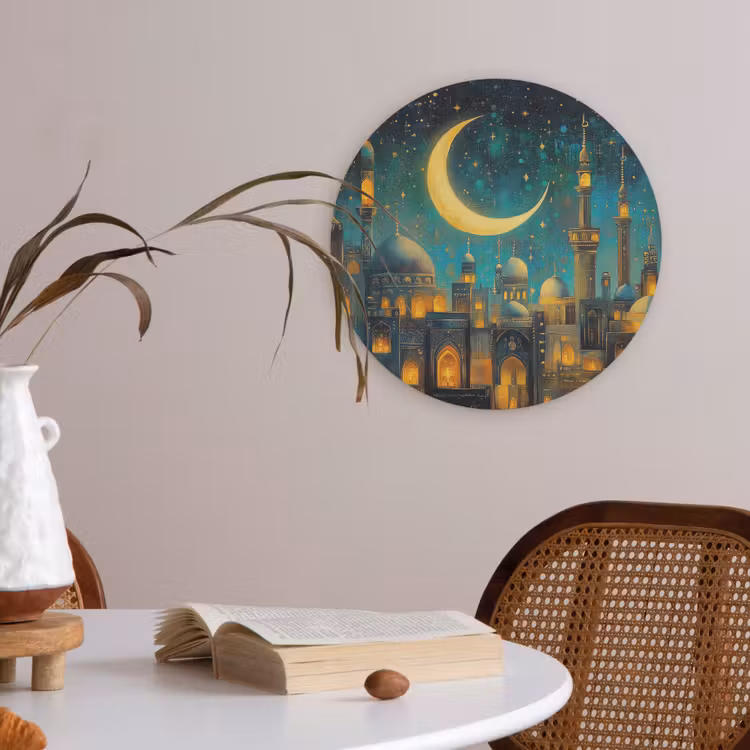 Islamitisch - Moskee - Ramadan - Islam Akoestische PET Vilt - Rond klein -sfeer3