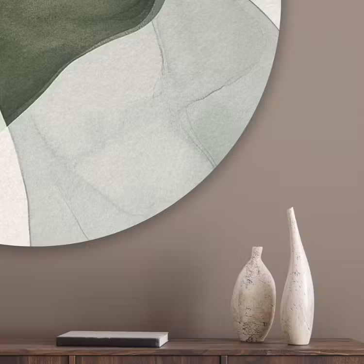 Japandi - Abstract - Groen Akoestische PET Vilt - Rond klein -sfeer5_closeup