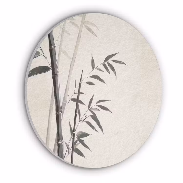 Japandi - Bamboe - Beige Akoestische PET Vilt - Rond klein -3d