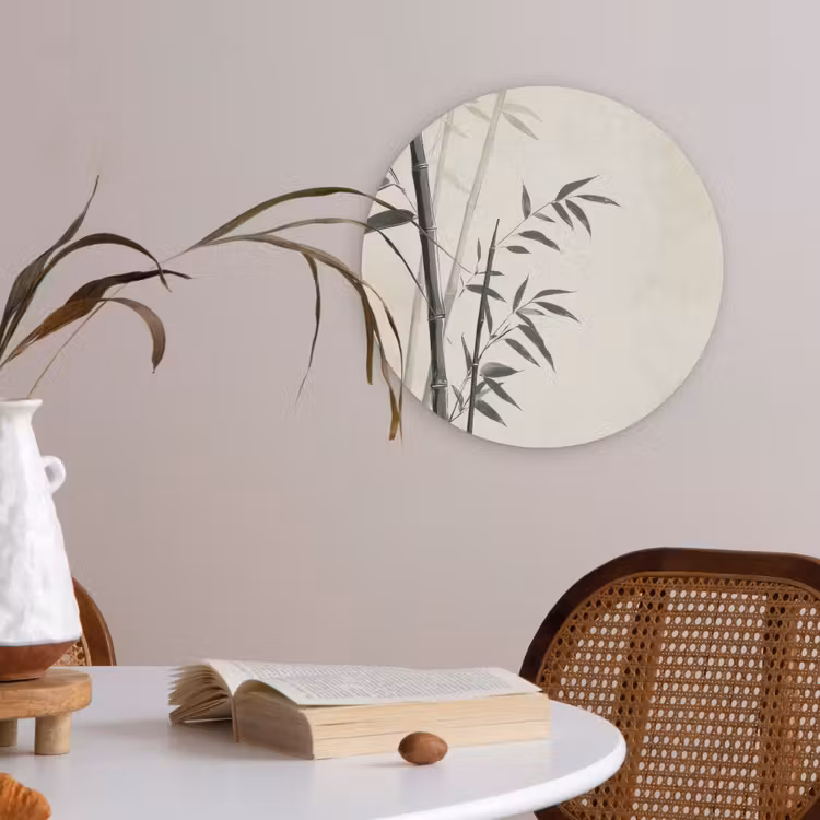 Japandi - Bamboe - Beige Akoestische PET Vilt - Rond klein -sfeer3