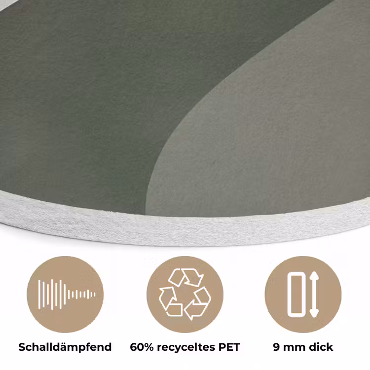 Japandi - Groen - Abstract - Modern Akoestische PET Vilt - Rond klein -closeup_DE