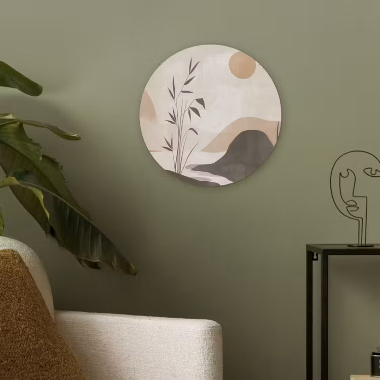 Japandi - Landschap - Beige Akoestische PET Vilt - Rond klein -sfeer2