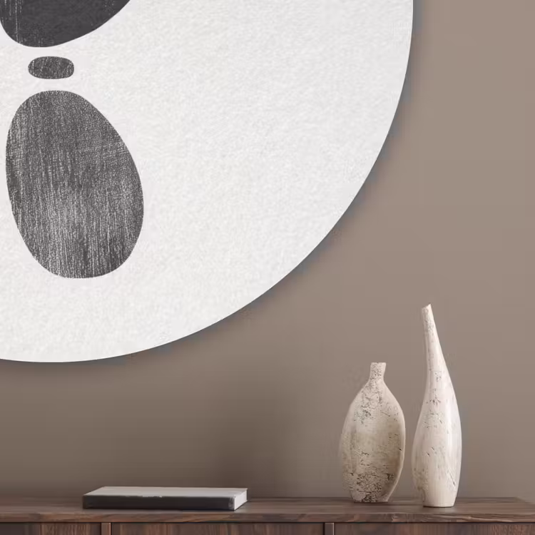 Japandi - Zwart - Abstract Akoestische PET Vilt - Rond klein -sfeer5_closeup