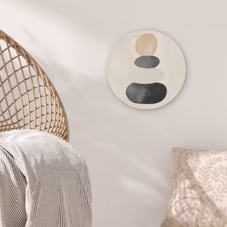 Japandi - Wabi sabi - Beige Akoestische PET Vilt - Rond klein -sfeer4