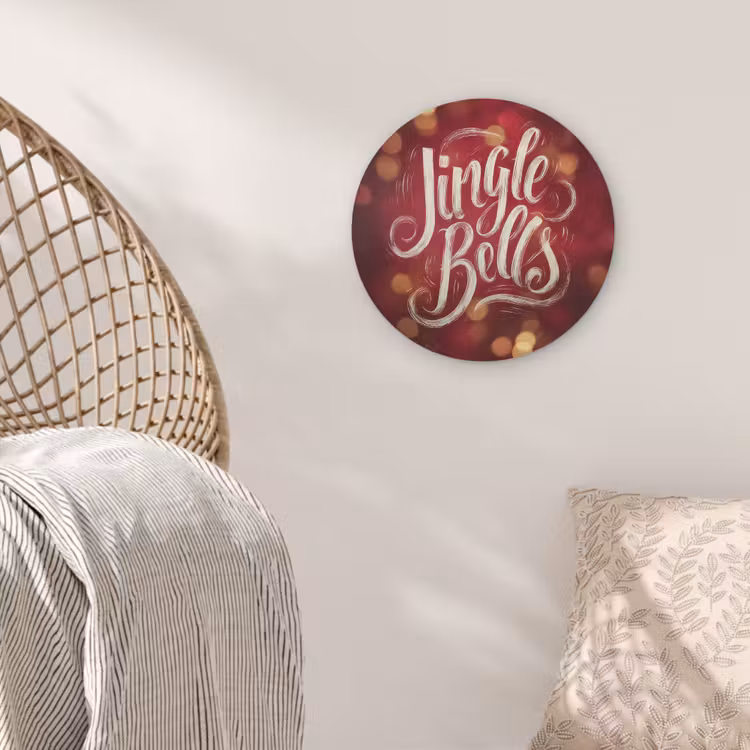 Jingle - Bells - Kerst - Rood Akoestische PET Vilt - Rond klein -sfeer4