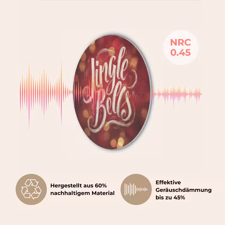 Jingle - Bells - Kerst - Rood Akoestische PET Vilt - Rond klein -USP_DE