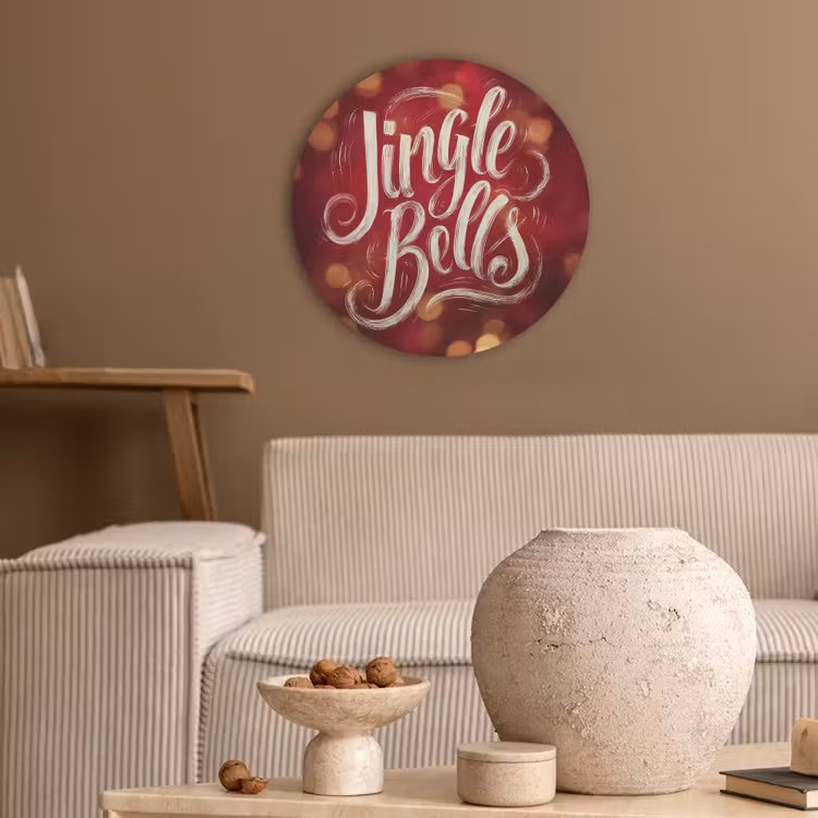 Jingle - Bells - Kerst - Rood Akoestische PET Vilt - Rond klein -sfeer1