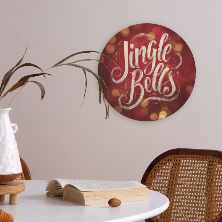 Jingle - Bells - Kerst - Rood Akoestische PET Vilt - Rond klein -sfeer3