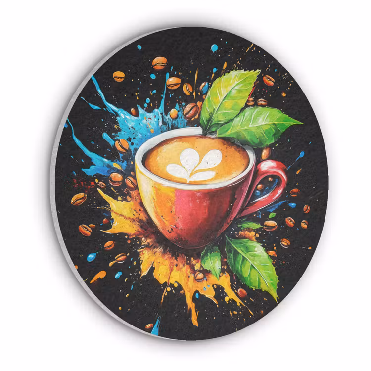 Koffie - Graffiti - Drinken - Abstract Akoestische PET Vilt - Rond klein -3d