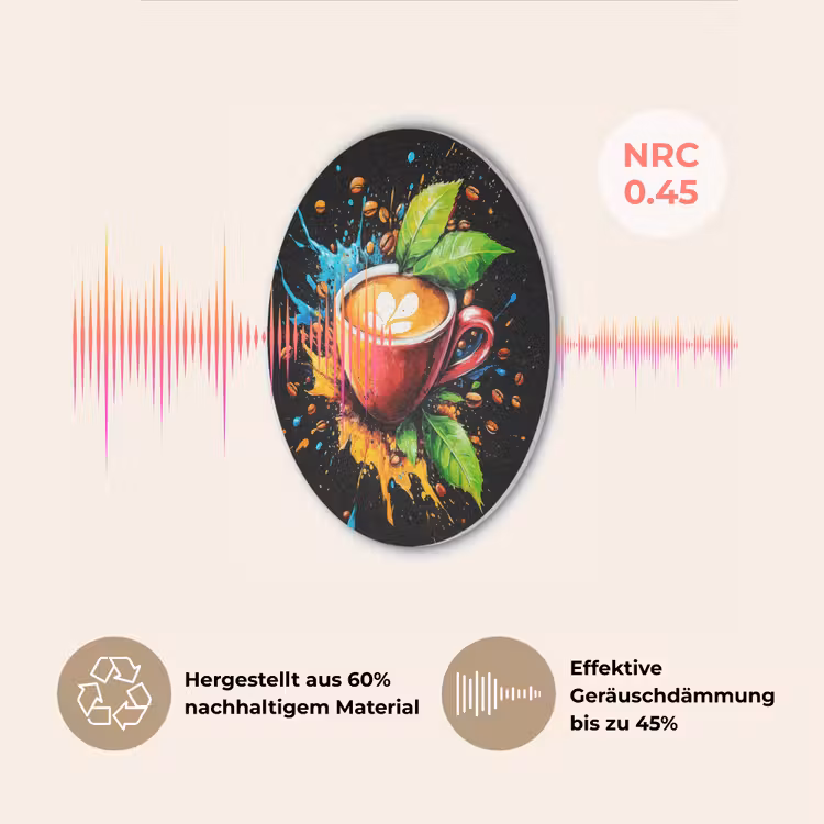 Koffie - Graffiti - Drinken - Abstract Akoestische PET Vilt - Rond klein -USP_DE