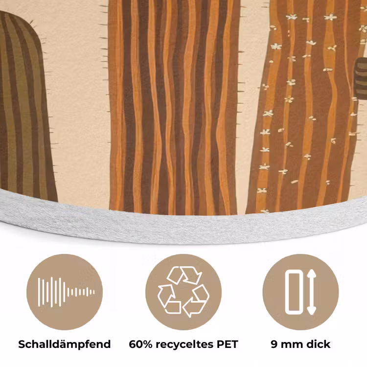 Cactus - Woestijn - Zand - Bruin Akoestische PET Vilt - Rond klein -closeup_DE